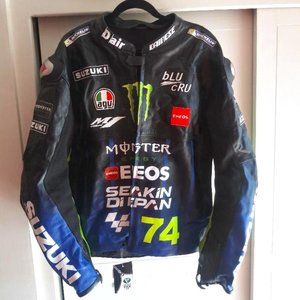 Leather Racing Jacket w/ Leather Gloves